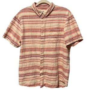 Marine Layer Red and Cream Striped Casual Button Down Shirt